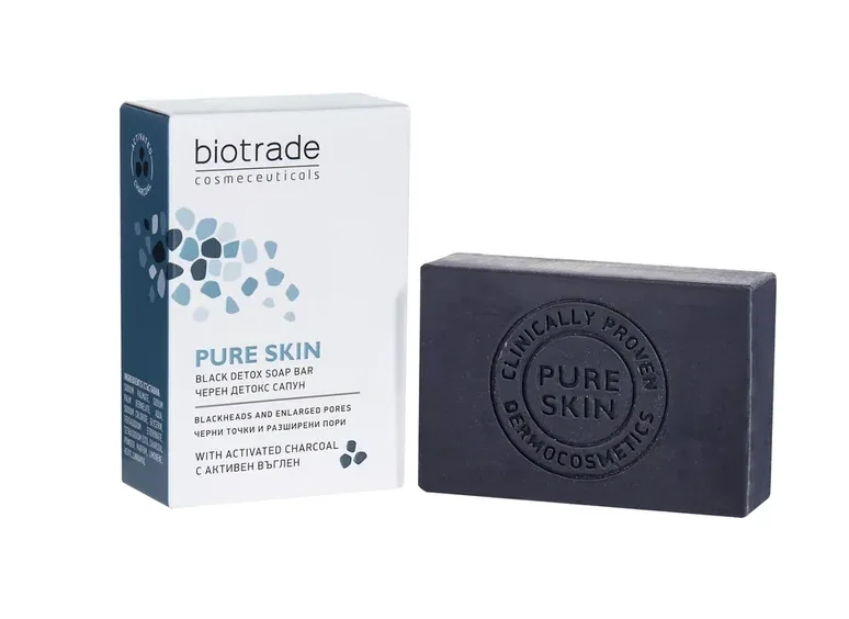 Мило-детокс Biotrade (Біотрейд) Pure Skin для шкіри обличчя та тіла з розширеними порами, 100 г