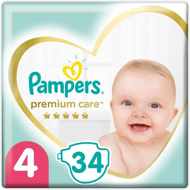 Підгузники Преміум Кеа Максі 4 (Pampers Premium Care Maxi) (9-14кг), 34 шт.