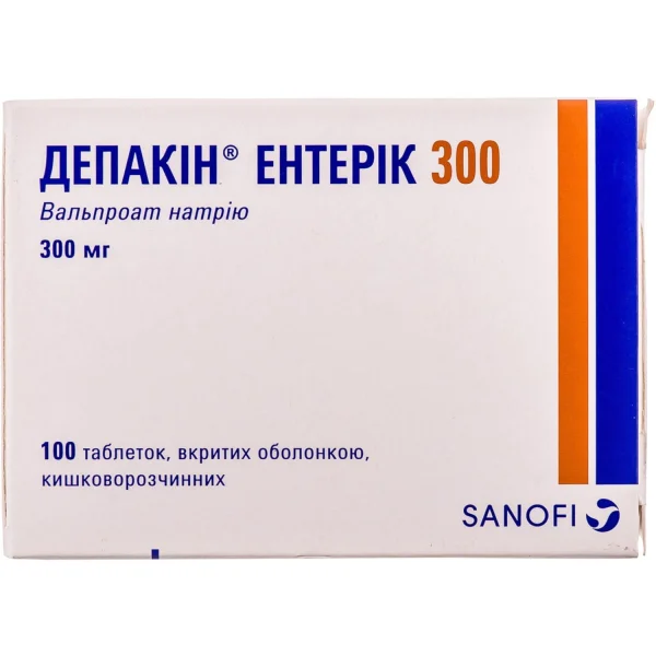 Депакін Ентерік таблетки по 300 мг, 100 шт.