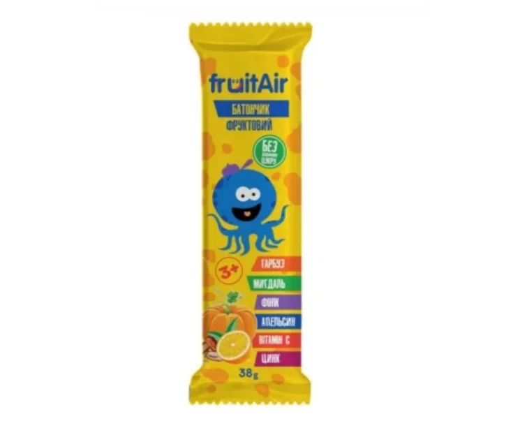 Батончик фруктовий Fruit Air (Фрут Аір) з мигдалем та гарбузом, 38 г