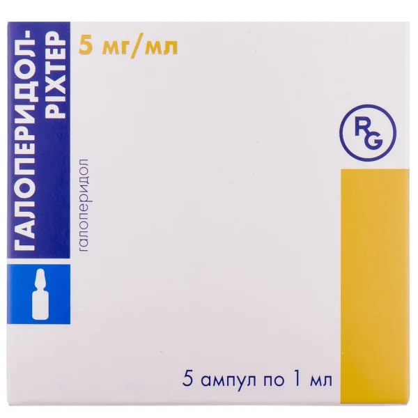 Галоперидол-Рихтер раствор для инъекций, 1 мл/5 мг по 1 мл в ампуле, 5 шт.
