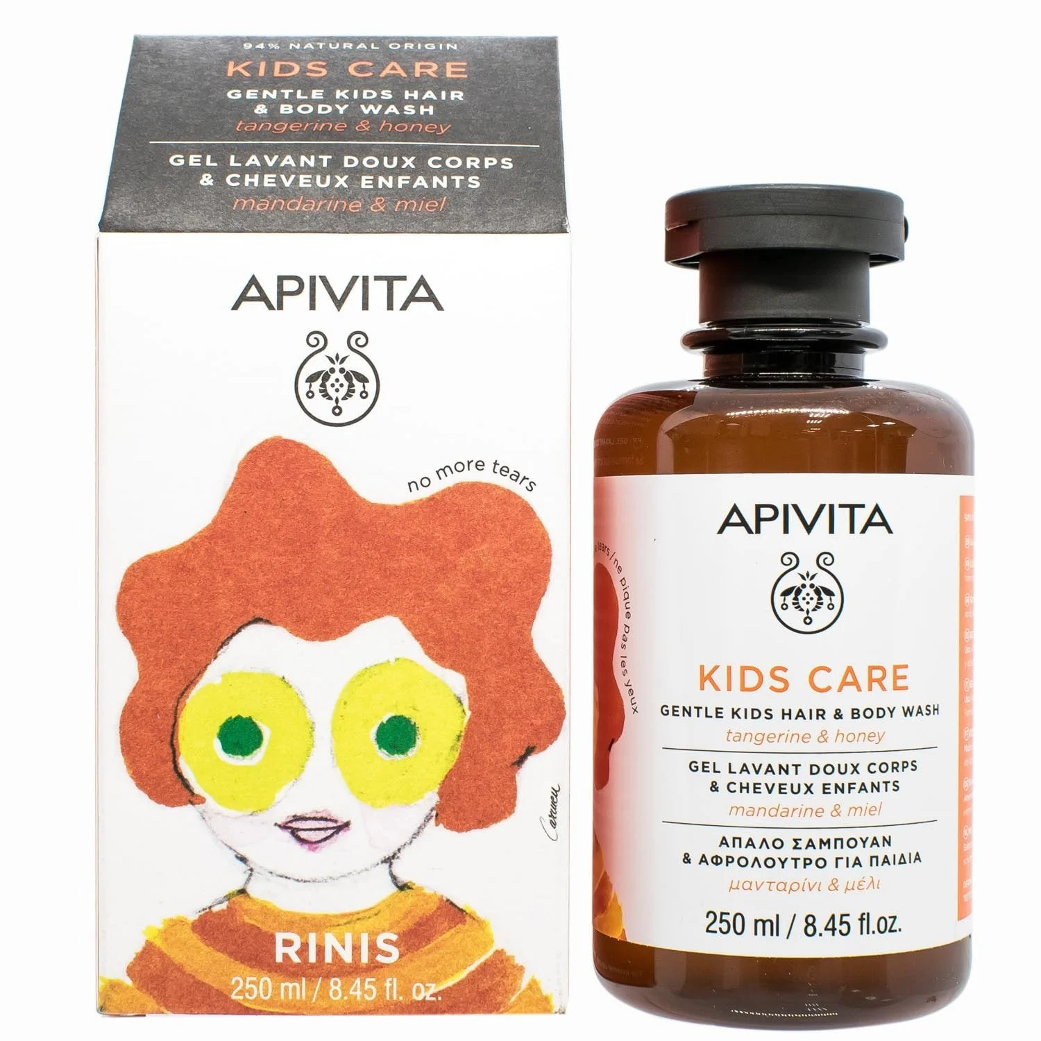 Засіб для миття волосся та тіла Apivita (Апівіта) Kids Care дитячий, 250 мл
