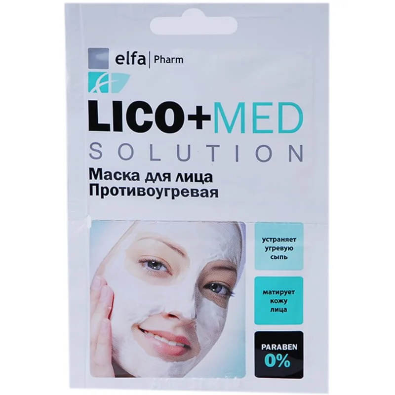 Маска для обличчя Ельфа Фарм Ліко+Мед (Elfa Pharm Lico+Med) противугрова, 20 мл
