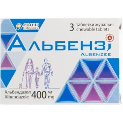 Альбензі таблетки жувальні по 400 мг, 3 шт.