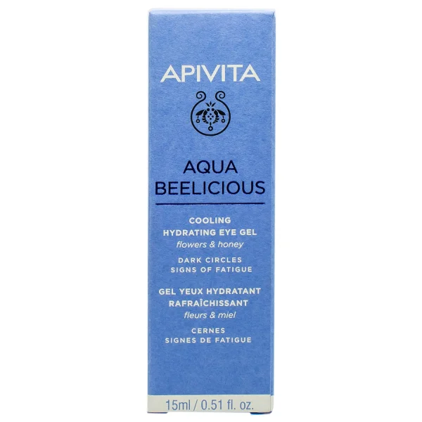 Гель для кожи вокруг глаз Apivita Aqua Beelicious (Апивита Аква Белициос) с охлаждающим и увлажняющим эффектом, 15 мл