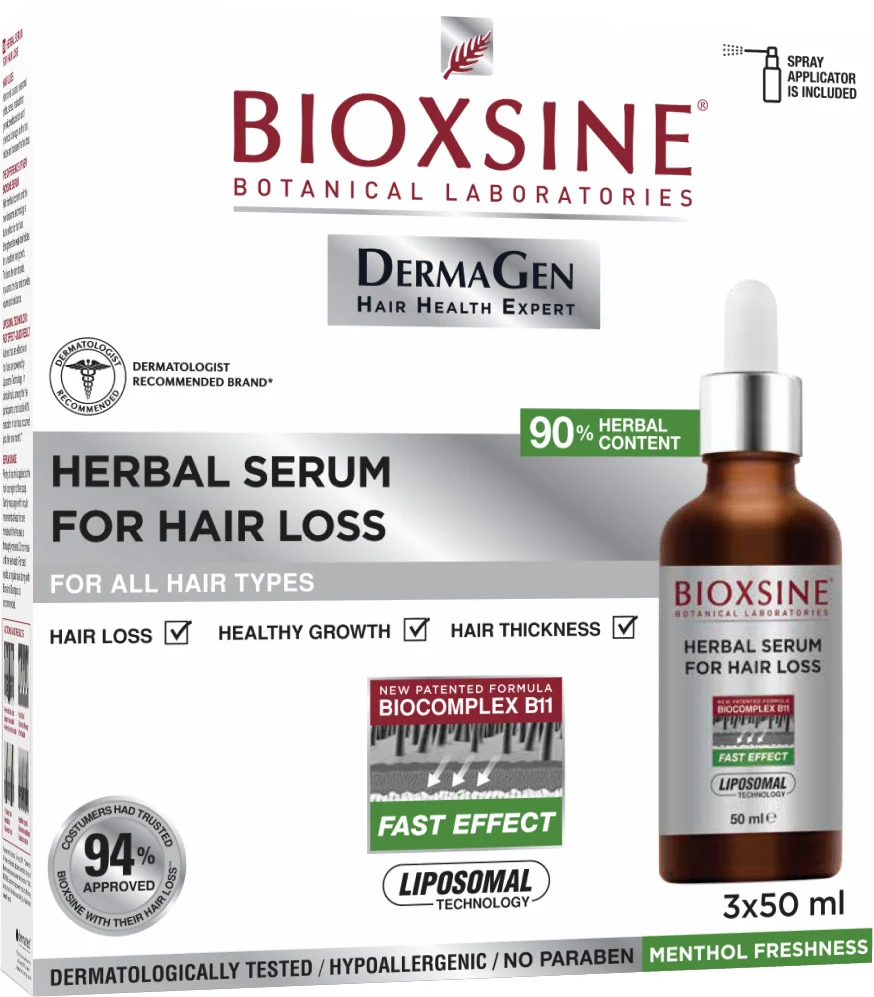 Сироватка для волосся Bioxsine (Біоксін) ДермаДжен від випадіння волосся у флаконі по 50 мл, 3 шт.