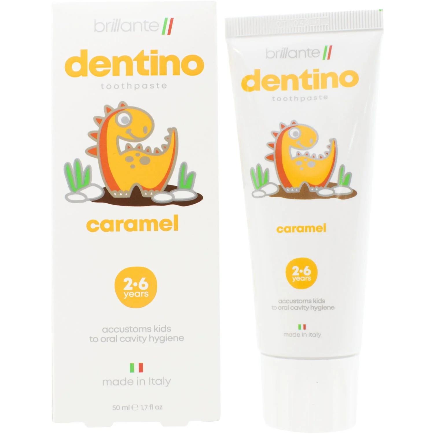 Зубна паста-гель Brillante (Брілянте) Brillante Dentino Caramel Kids (Дентіно Карамель Кідс) з 2-х до 6-ти років, 50 мл