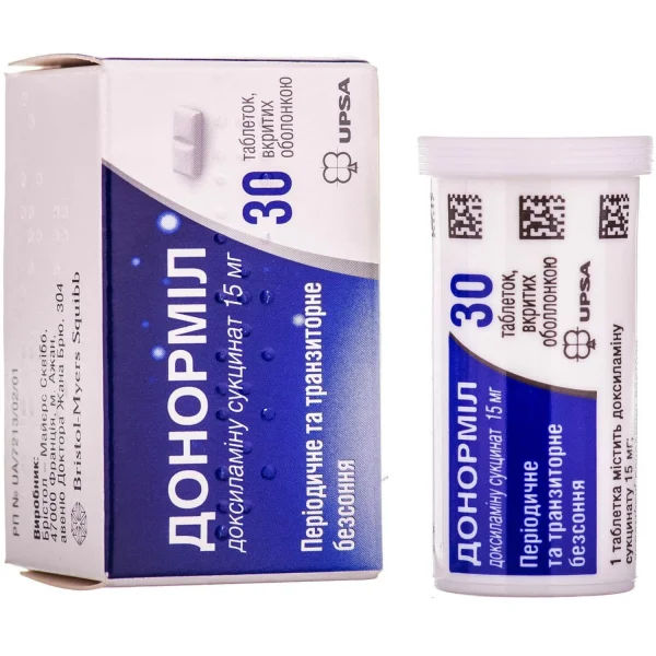Таблетки Донорміл по 15 мг, 30 шт