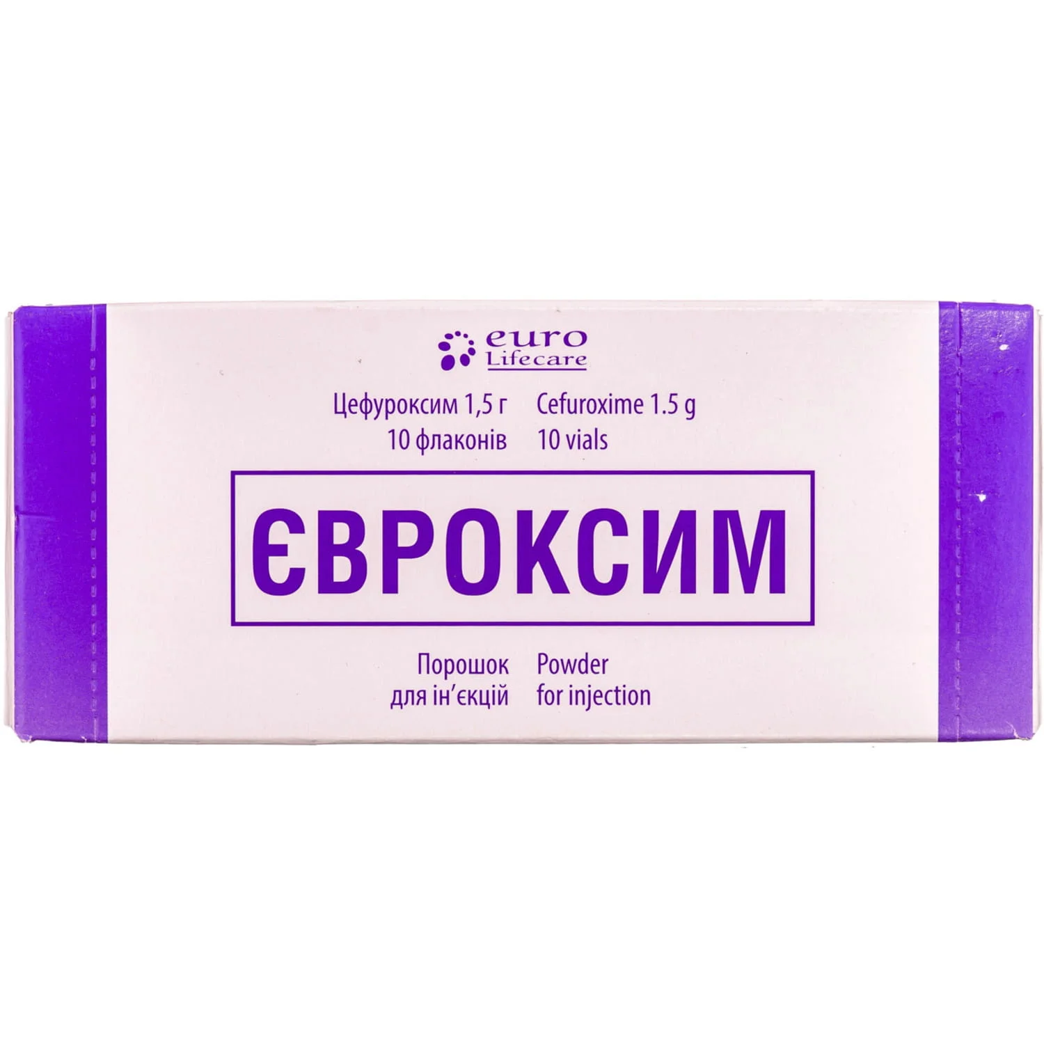 Євроксим порошок для розчину для ін’єкцій по 1500 мг, 10 шт.