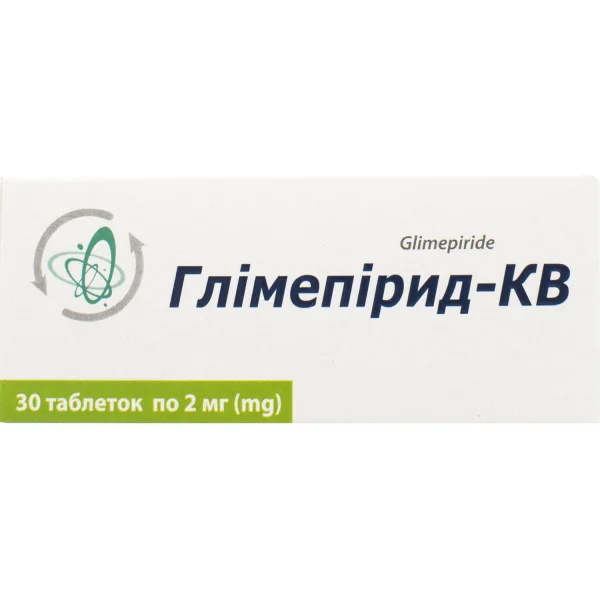 Глімепірид-КВ таблетки по 2 мг, 30 шт.