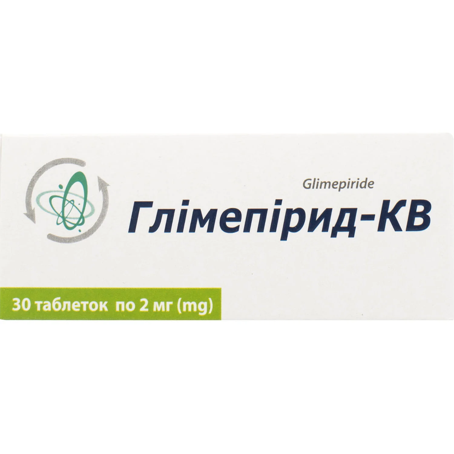 Глімепірид-КВ таблетки по 2 мг, 30 шт.