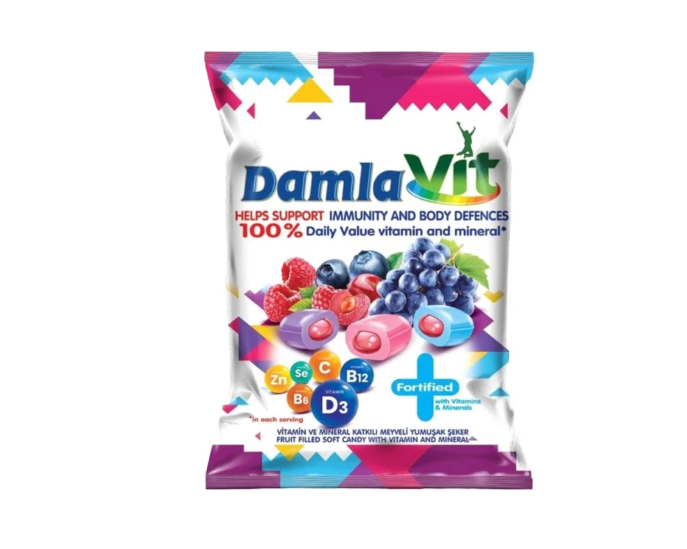 Цукерки м’які Damlavit (Дамлавіт) з фруктовим наповнювачем з вітамінами та мінералами, 1 шт.