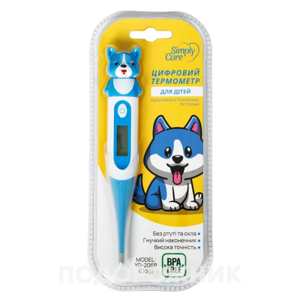 Термометр Simply Care (Симпли Кеа) цифровой с гибким наконечником игрушка Дог, 1 шт.