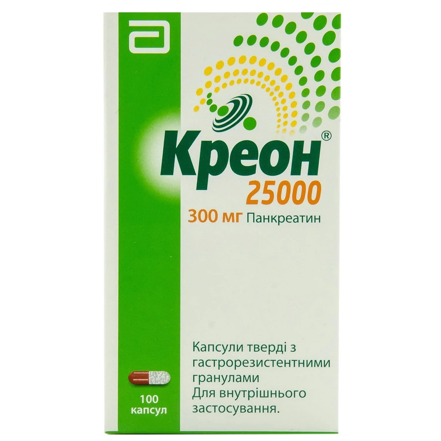 Креон 25000 капсули для поліпшення травлення у флаконі, 100 шт.