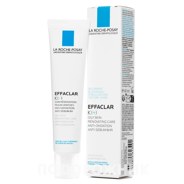 Відновлюючий засіб La Roche-Posay Effaclar K+ (Ля Рош-Посе Еффаклар К+) для догляду за комбінованою та жирною шкірою обличчя, 40 мл