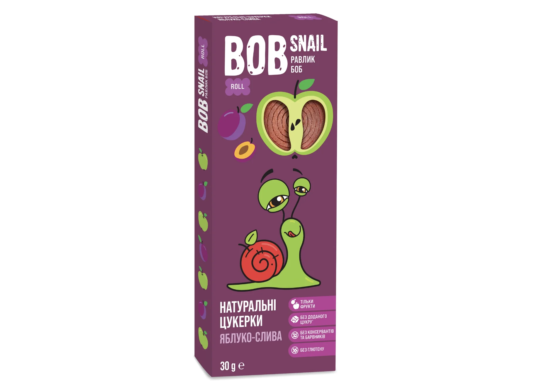 Цукерки Bob Snail (Равлик Боб) яблучно-сливові, 30 г