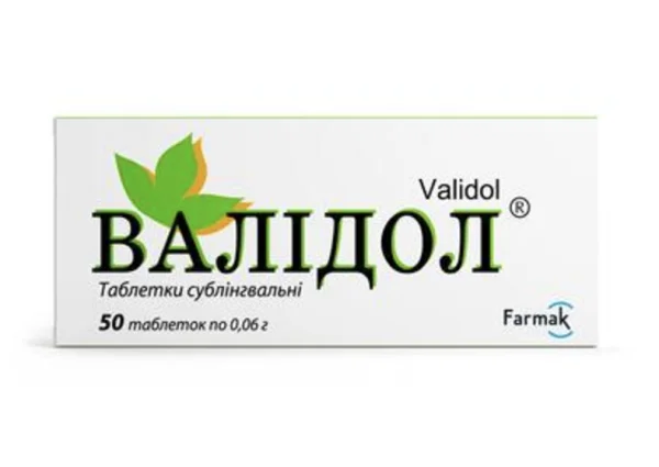 Валідол таблетки по 0,06 г, 50 шт.