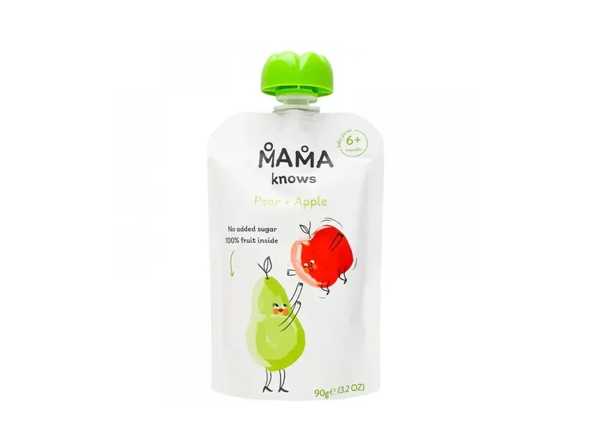 Пюре фруктове Mama knows (Мама Нов) груша та яблуко без цукру, 90 г