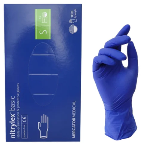 Перчатки смотровые Нитрилекс Базик (Nitrylex basic) нитриловые, неопудренные, нестерильные, размер S, 1 пара