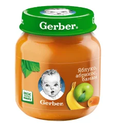 Фруктове пюре Гербер (Gerber) яблуко, абрикос, банан, 130 г