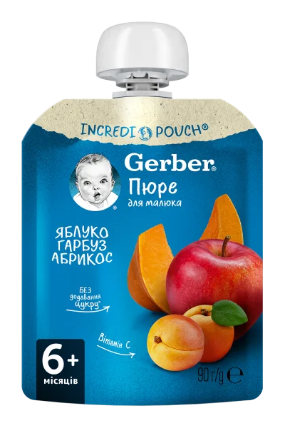 Фруктово-овощное пюре Гербер (Gerber) яблоко, тыква, абрикос, 90 г