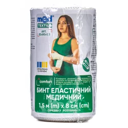 Еластичний бинт Медтекстиль середньої розтяжності, розмір 1 м х 8 см, 1 шт.