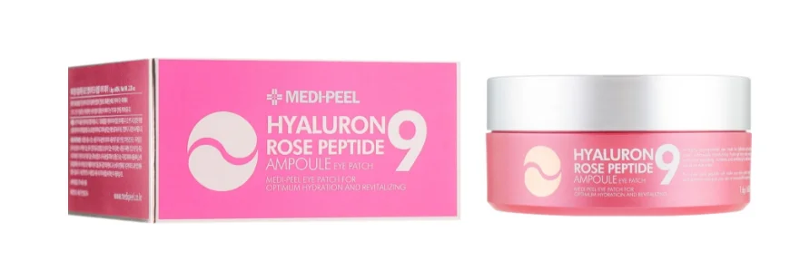 Патчі під очі Medi Peel (Меді Піл) Hyaluron Rose Peptide 9 гідрогелеві з пептидами та екстрактом троянди, 60 шт.
