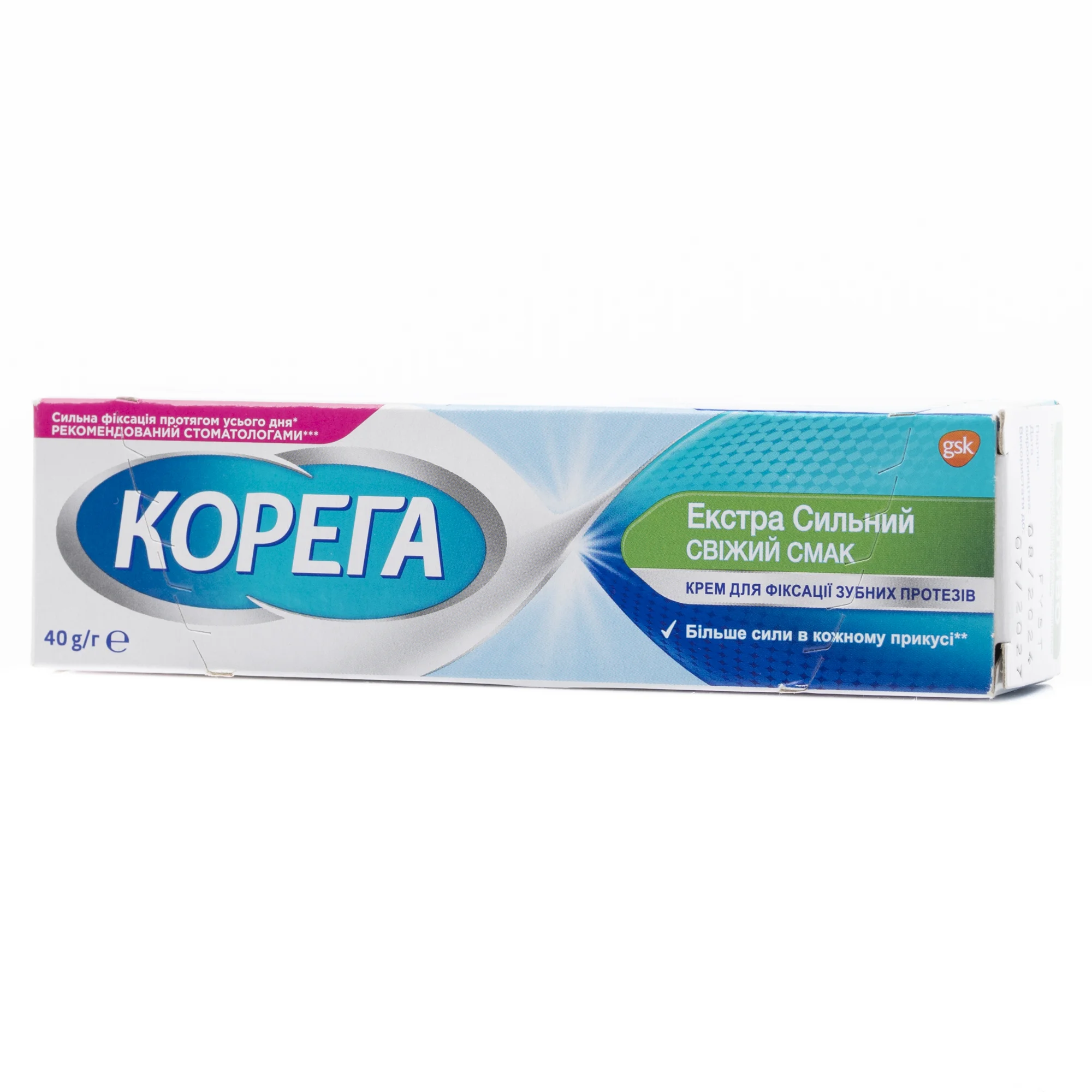 Крем для фіксації зубних протезів Корега Екстра сильний, свіжий смак, 40 г