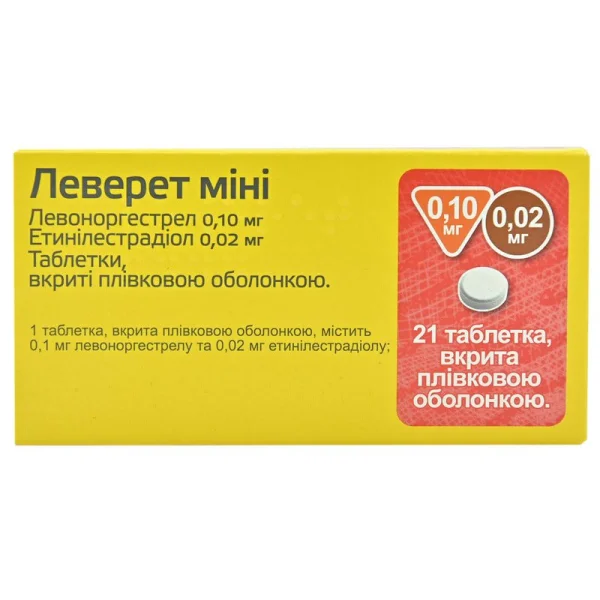 Леверет Міні таблетки по 0,10 мг / 0,02 мг, 21 шт.