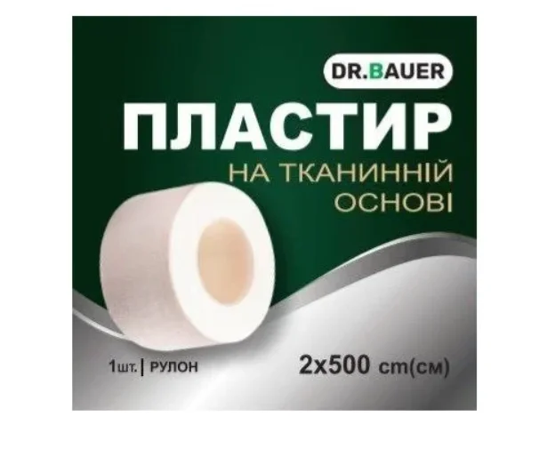Пластир Dr. Bauer (Др. Баєр) тканинна основа, котушка, 2 см х 500 см, 1 шт.