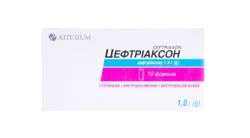 Цефтріаксон порошок для розчину для ін'єкцій по 1 г у флаконі, 10  шт.