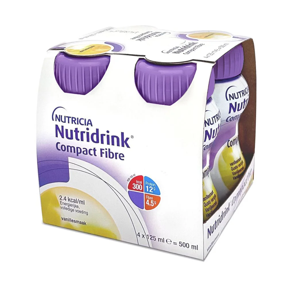 Ентеральне харчування Nutridrink (Нутрідрінк) Compact з харчовими волокнами зі смаком ванілі, 125 мл, 4 шт.