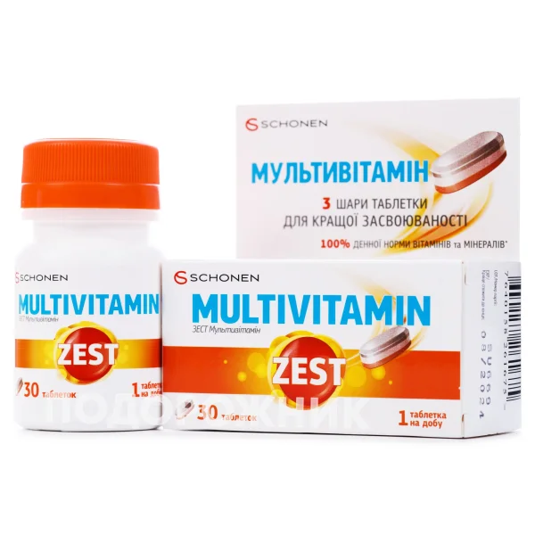 Зест (Zest) Мультивитамины в таблетках, 30 шт.