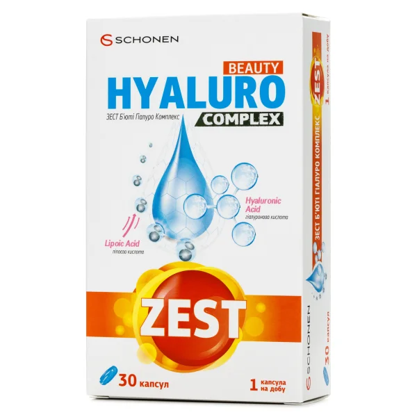 Зест Б'юті Гіалуро (Zest beauty hyaluro) комплекс у желатинових капсулах, 30 шт.