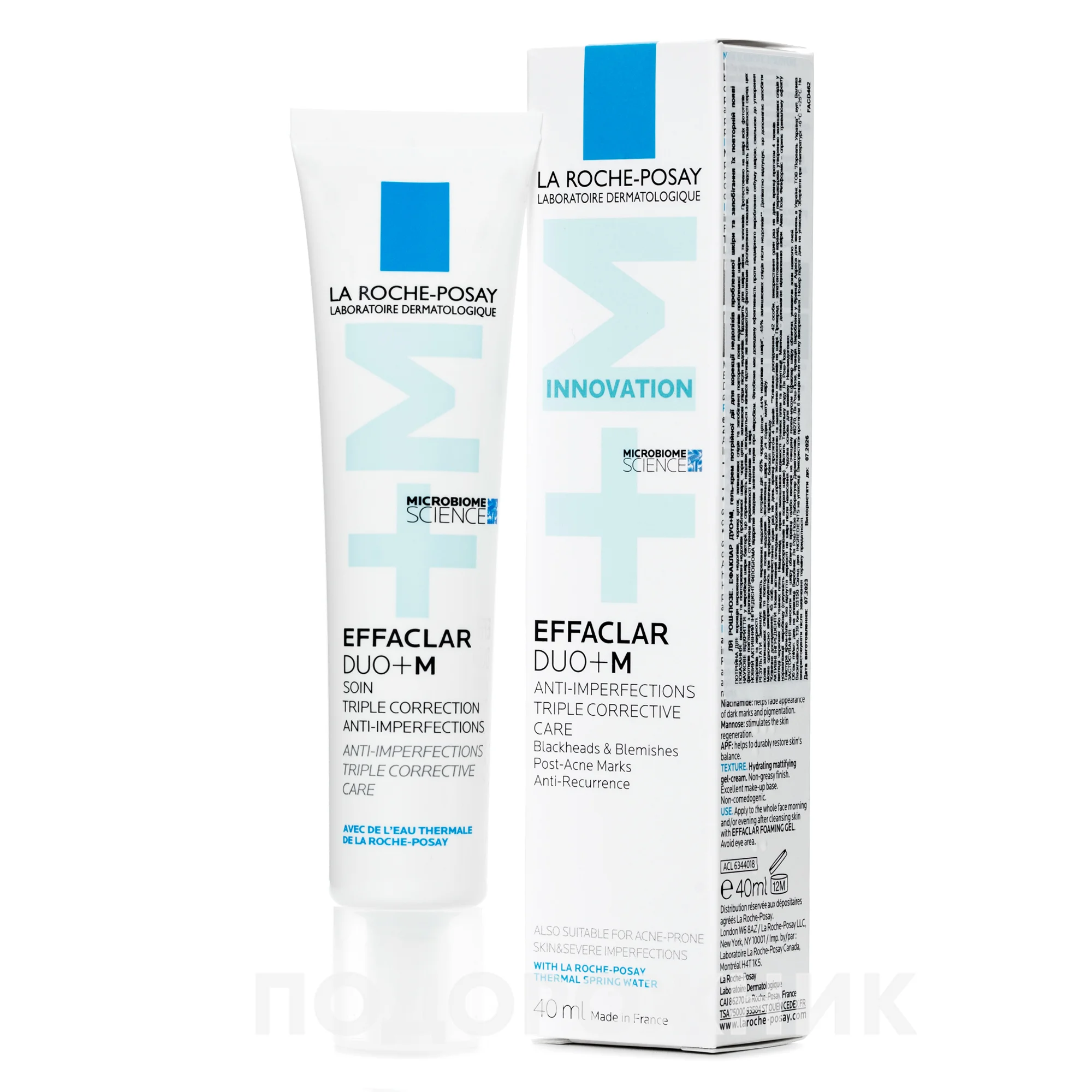Гель-крем для обличчя La Roche-Posay (Ля Рош-Позе) Effaclar Duo+ M потрійної дії для проблемної шкіри, 40 мл