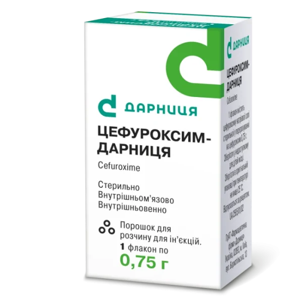 Цефуроксим-Дарниця порошок для розчину для ін’єкцій, 750 мг у флаконі, 1 шт.