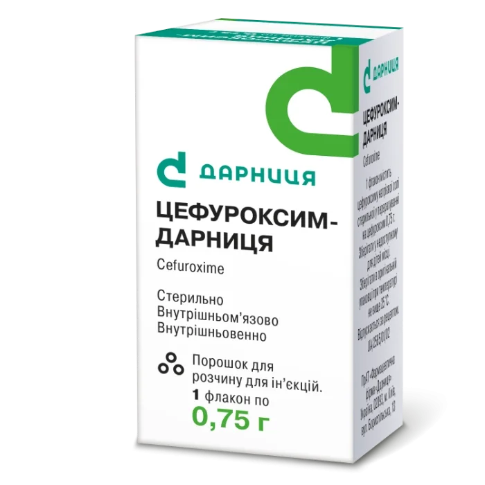 Цефуроксим-Дарниця порошок для розчину для ін’єкцій, 750 мг у флаконі, 1 шт.