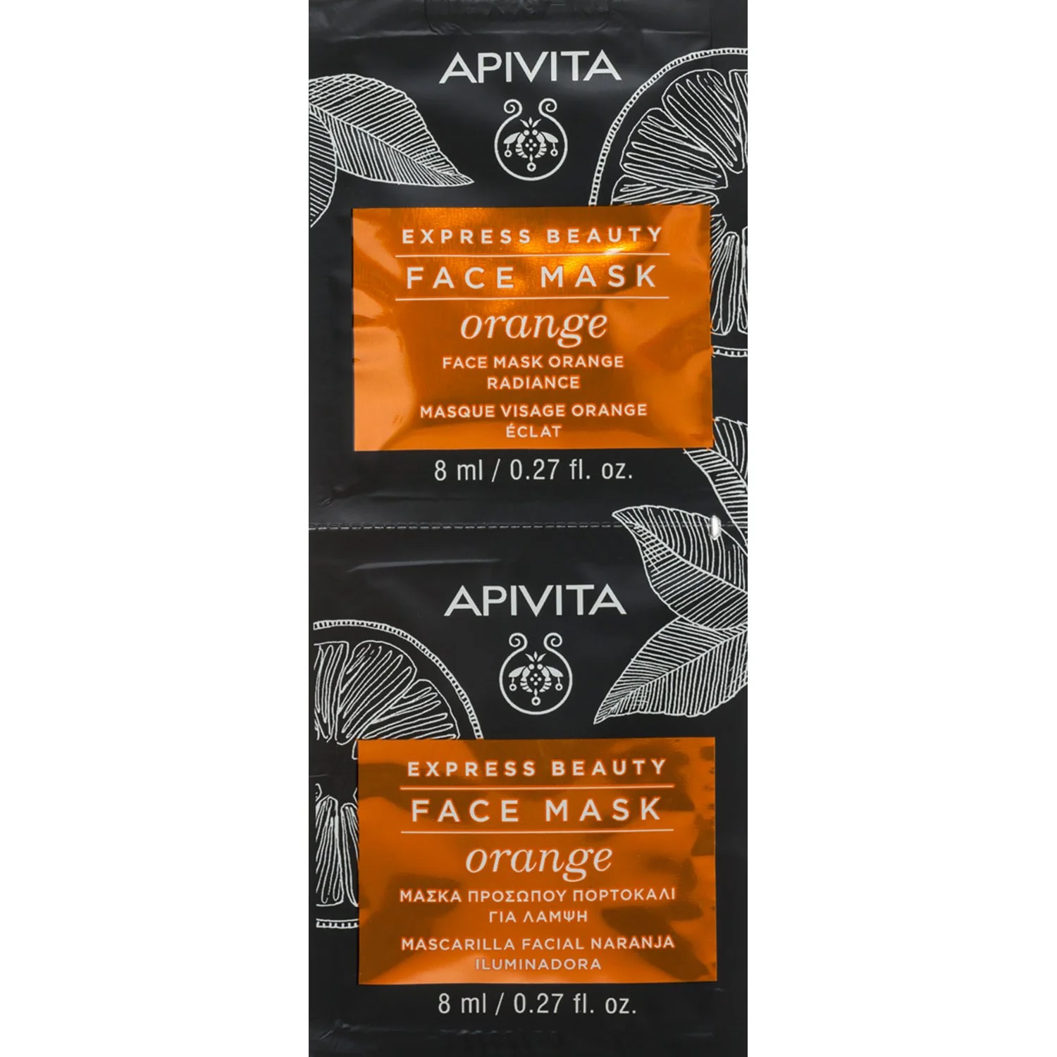 Маска для обличчя Apivita (Апівіта) Express Beauty оздоровлення шкіри з апельсином, 2*8 мл