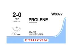 Пролен (Prolene) 2 колючо-ріжуча блакитна Tapercut 2*26 мм, 1/2 кола, 90 см W8977, 1 шт.