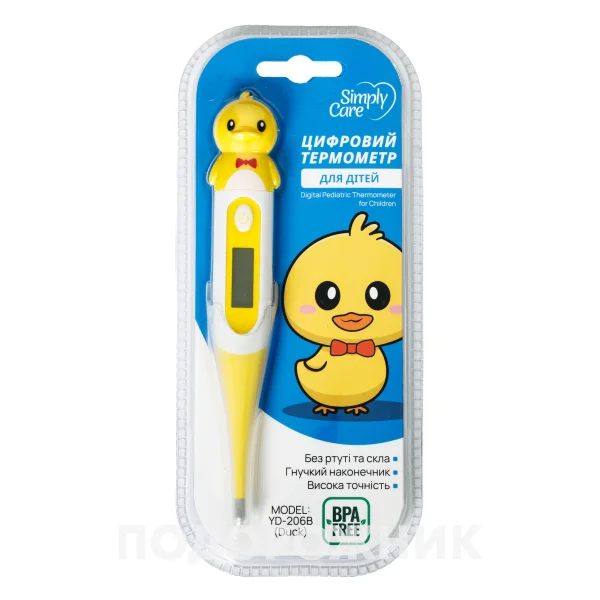 Термометр цифровой Simply Care (Симпли Кеа) с гибким наконечником и игрушкой Дак, 1 шт.