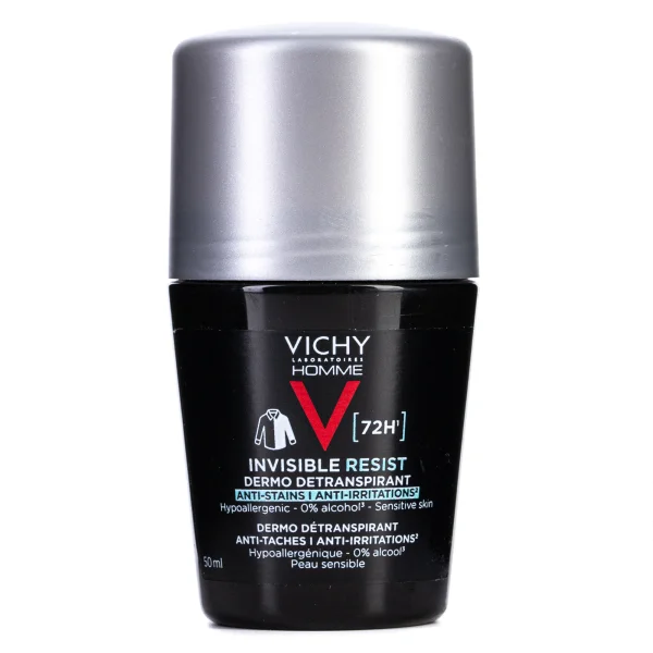Кульковий дезодорант-антиперспірант Vichy (Віши) Homme Invisible Resist чоловічий 72 год захисту від поту, 50 мл