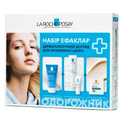 Набір La Roche-Posay Effaclar (Ля Рош-Позе Ефаклар) проти недоліків Дуо+М Гель-мус, 50 мл+ Гель-крем, 2 мл+ Сироватка, 3 мл+ Гель-крем, 15 мл