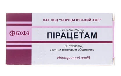 Пірацетам таблетки по 200 мг, 60 шт.