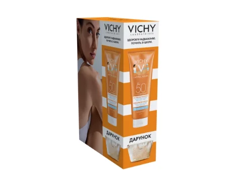Набор Виши Капиталь Солей (Vichy Capital Soleil) молочко солнцезащитное водостойкое для кожи детей SPF50, 300 мл +подарок