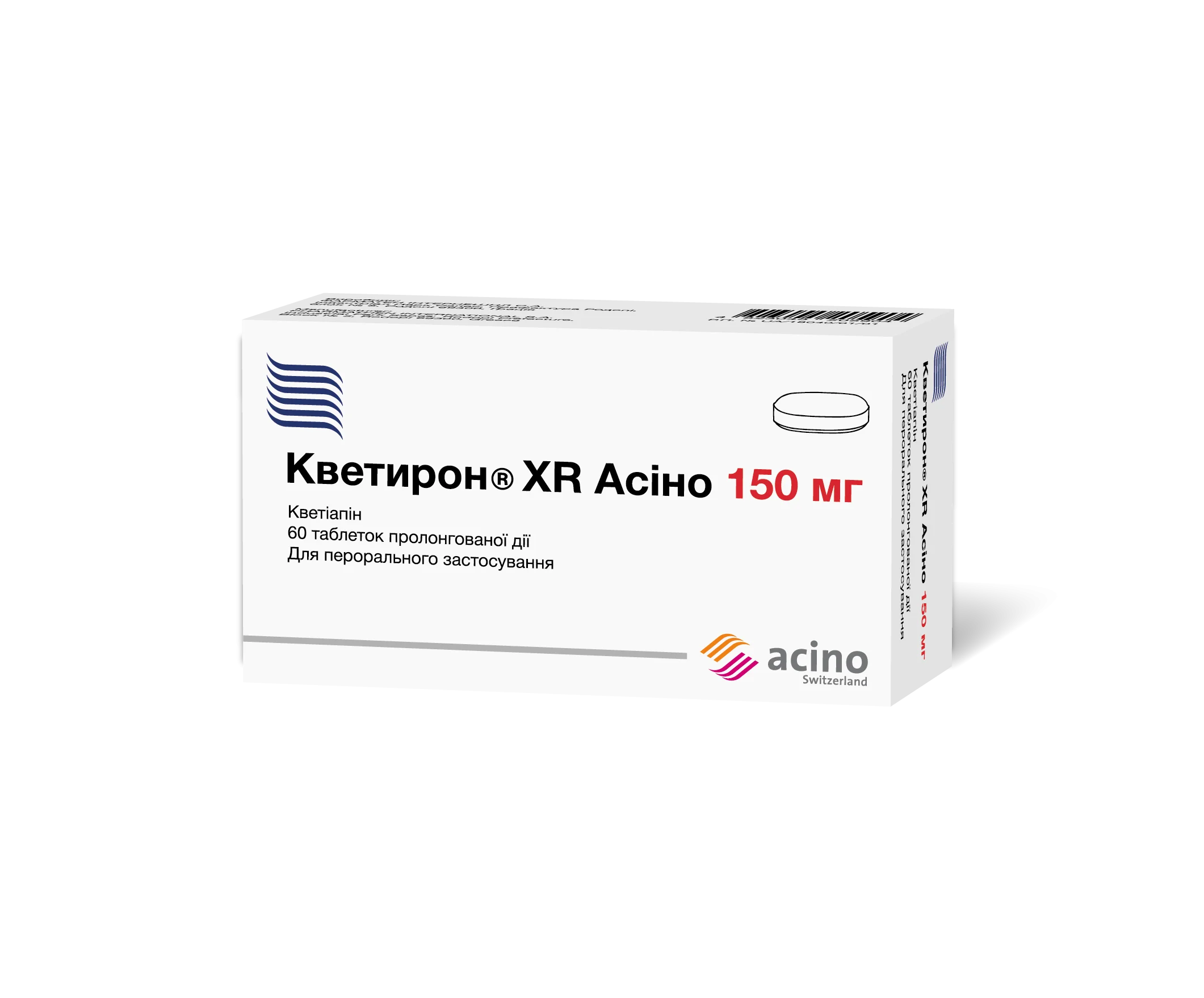 Кветірон XR Асіно таблетки пролонгованої дії по 150 мг, 60 шт.