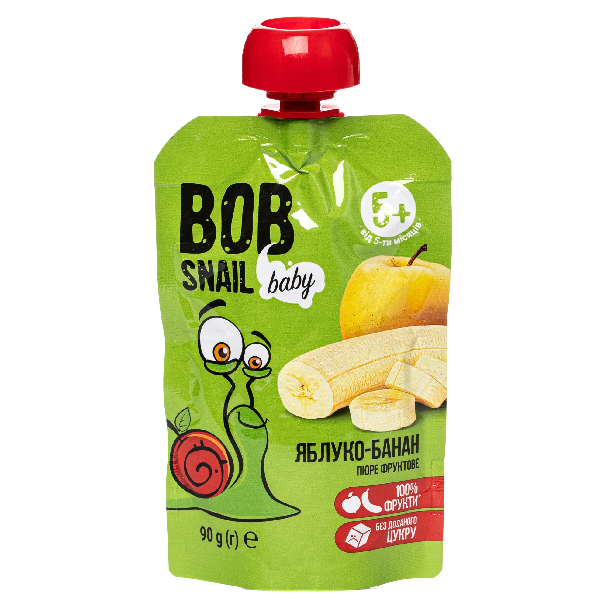 Пюре дитяче Равлик Боб (Bob Snail) зі смаком яблука та банану від 5 місяців, 90 г