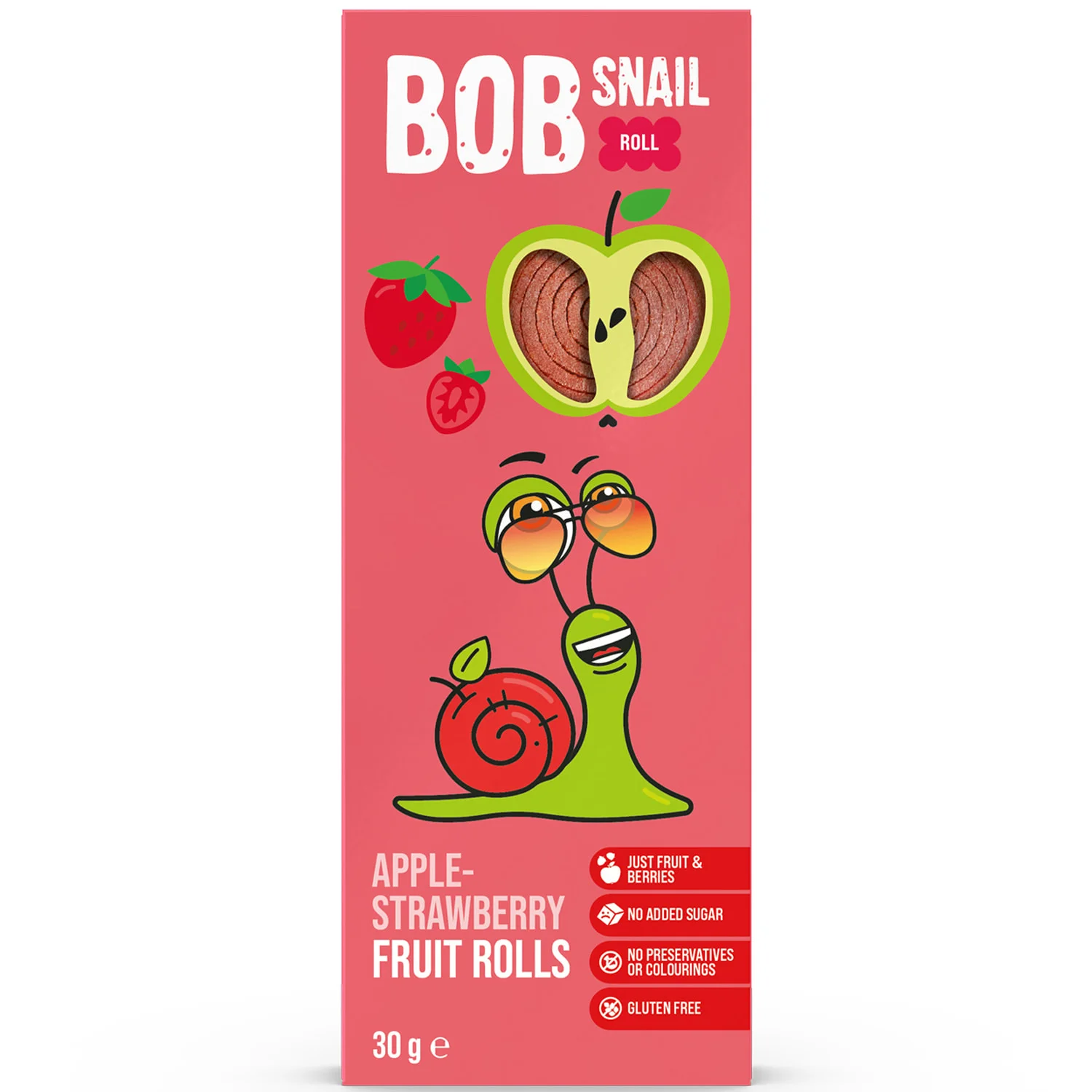 Цукерки Bob Snail (Равлик Боб) яблуко-полуниця, 30 г