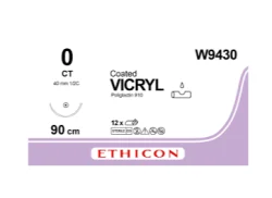 Вікрил (Vicryl) 0 колюча голка Taper Point 40 мм, 1/2 кола, 90 см W9430, 1 шт.