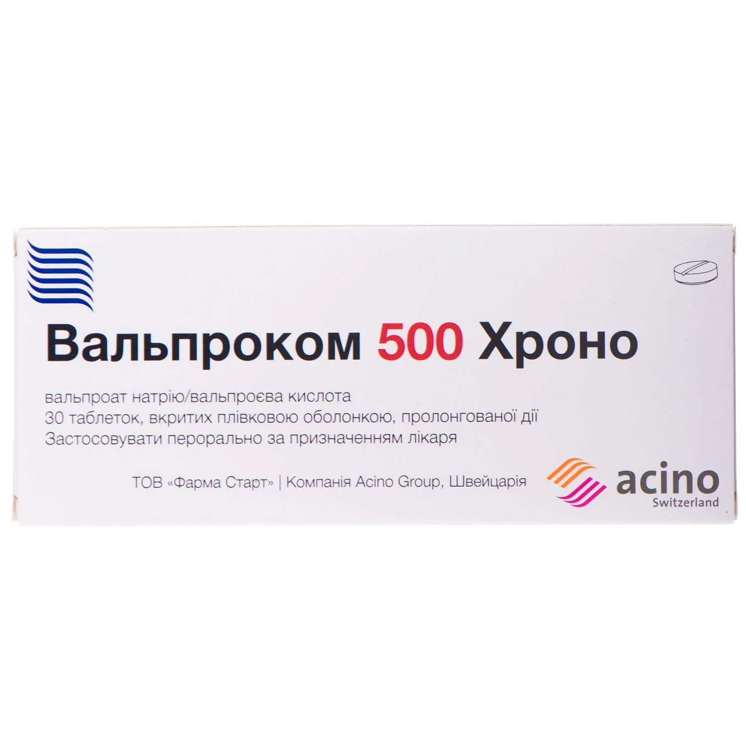 Вальпроком Хроно таблетки по 500 мг, 30 шт.: инструкция, цена, отзывы,  аналоги. Купить Вальпроком Хроно таблетки по 500 мг, 30 шт. от Фарма Старт  Україна в Украине: Киев, Харьков, Одесса | Подорожник