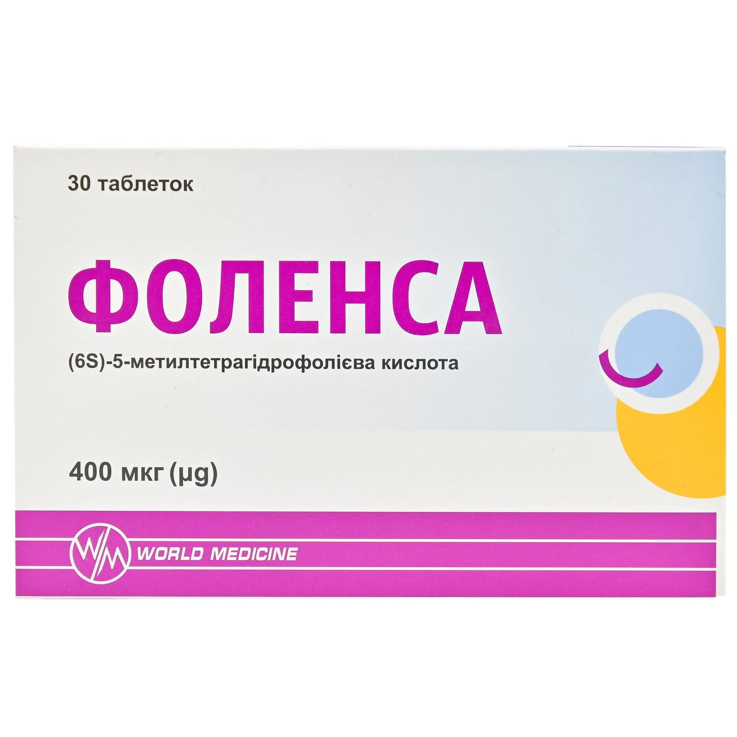 Фоленса таблетки по 400 мкг, 30 шт.